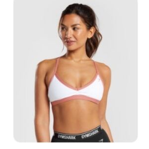 Gymshark Women’s Minimal Sports Bra in White/Classic Pink